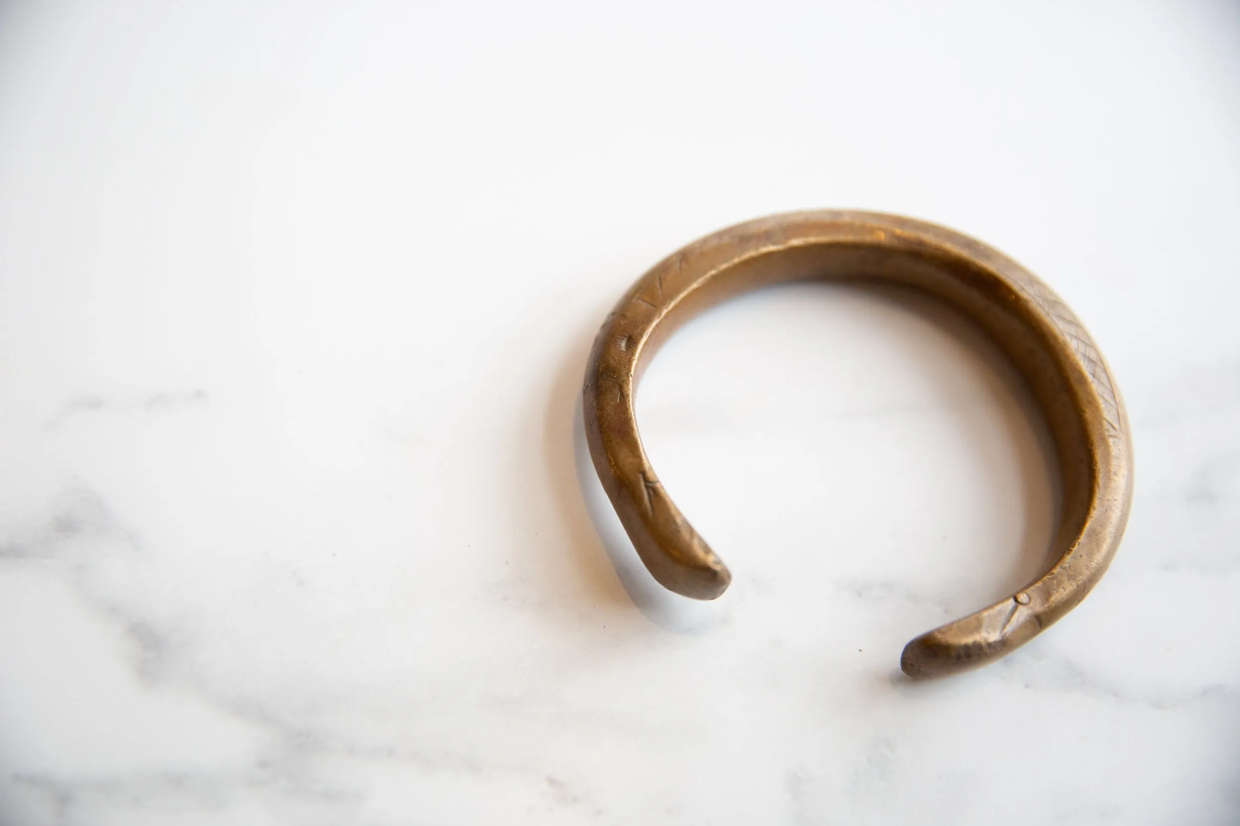 Antique African Bronze Gold Patina Snake Cuff Bracelet