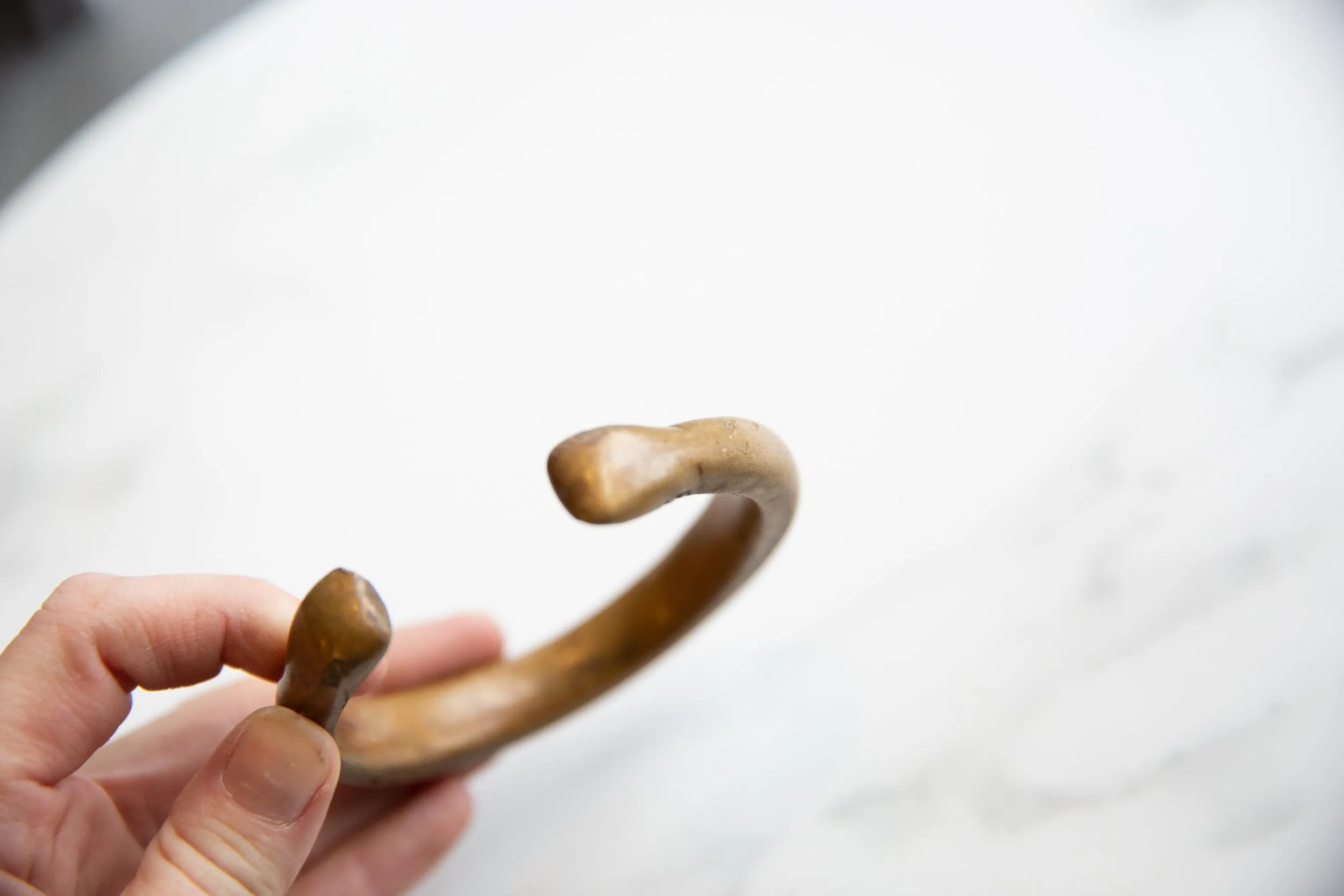 Antique African Bronze Gold Patina Snake Cuff Bracelet