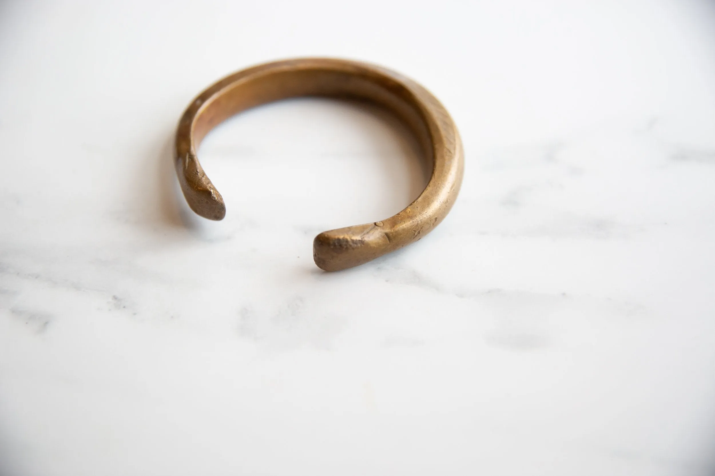 Antique African Bronze Gold Patina Snake Cuff Bracelet