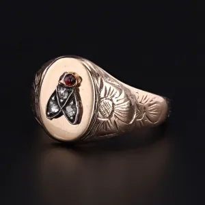 Antique Diamond Fly Conversion Ring of 14k Gold