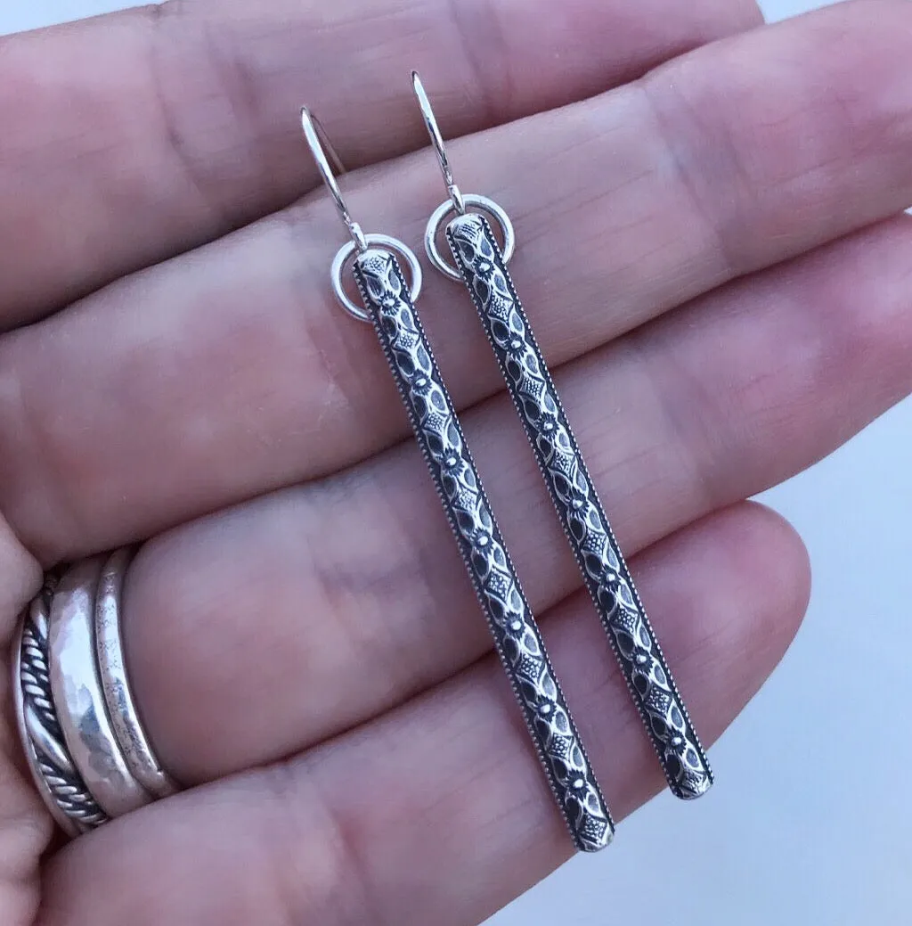 Antique Floral Bar Earrings