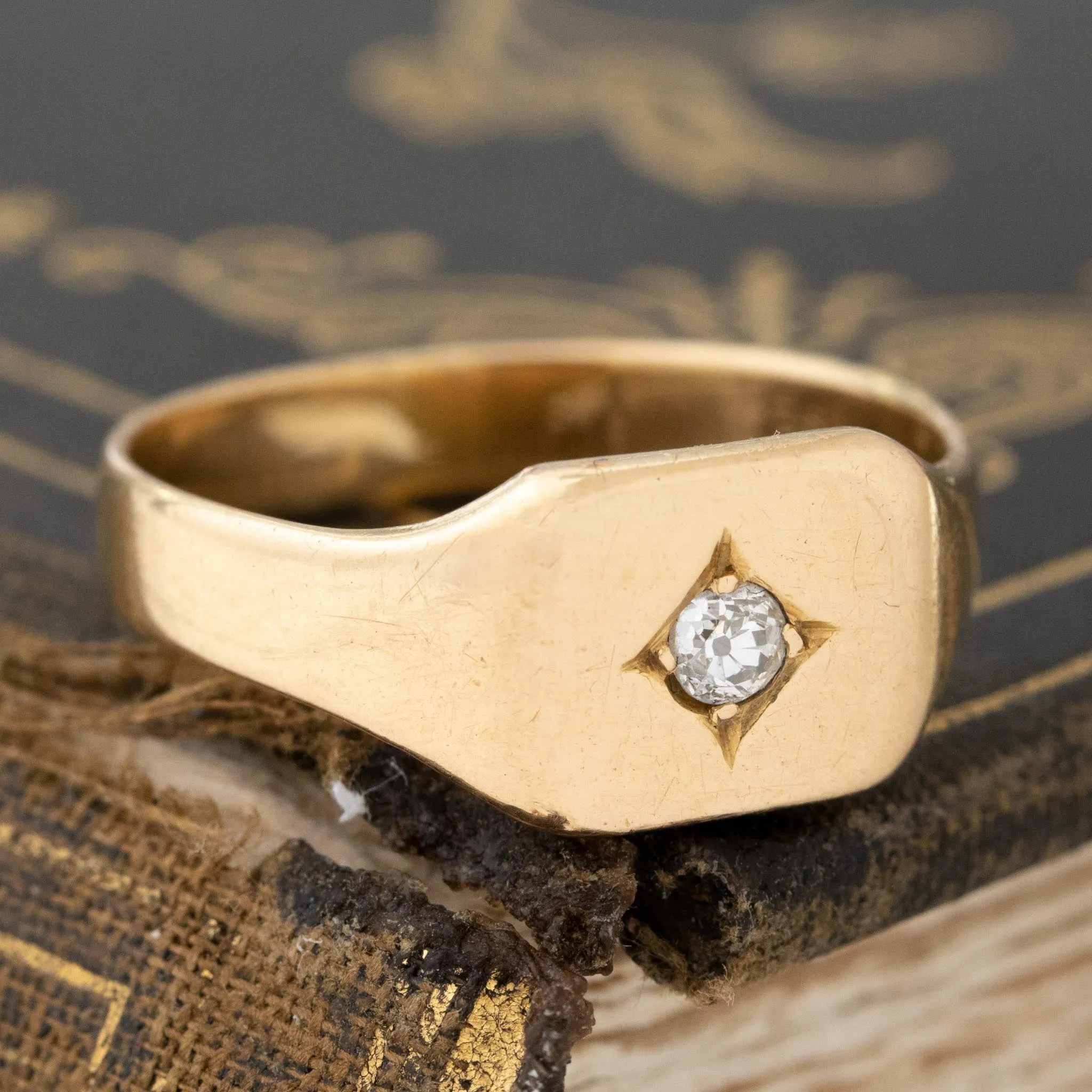 Antique Old Cut Diamond Signet Ring