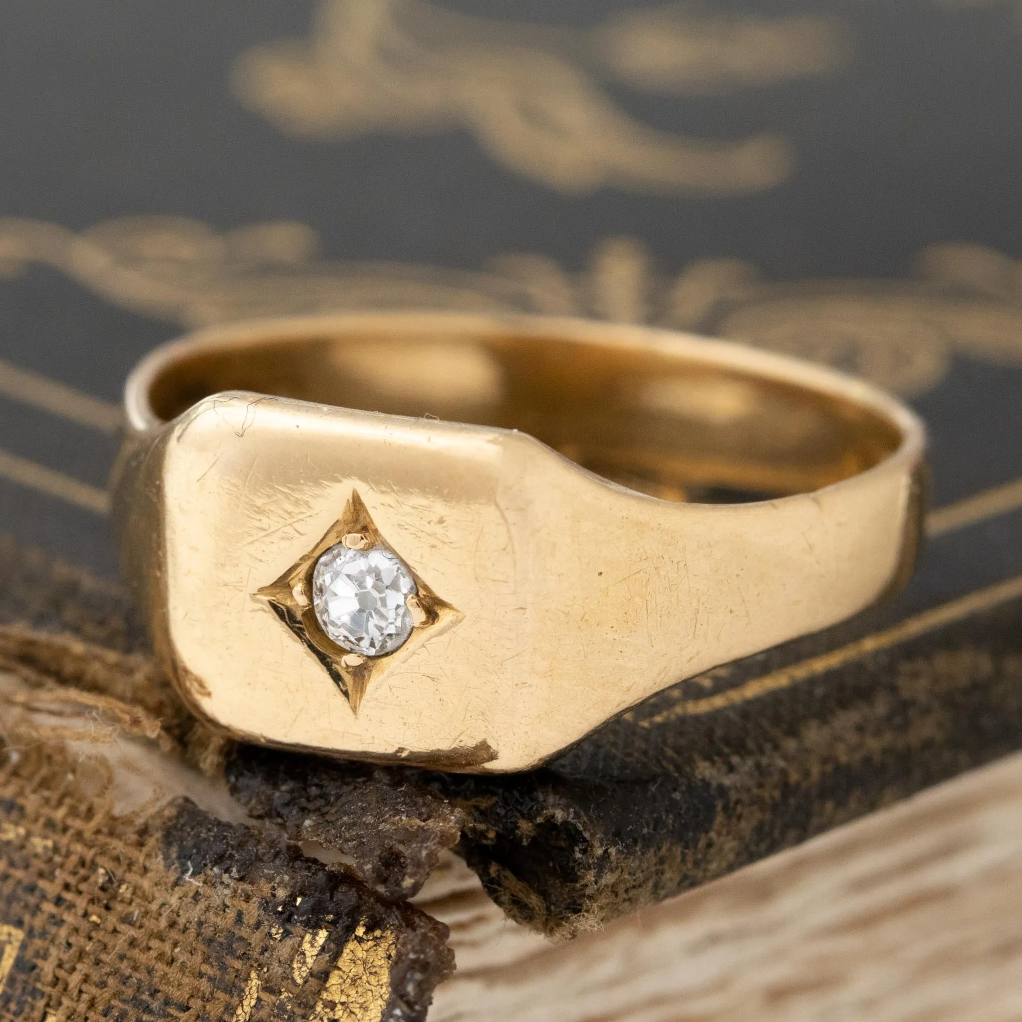 Antique Old Cut Diamond Signet Ring