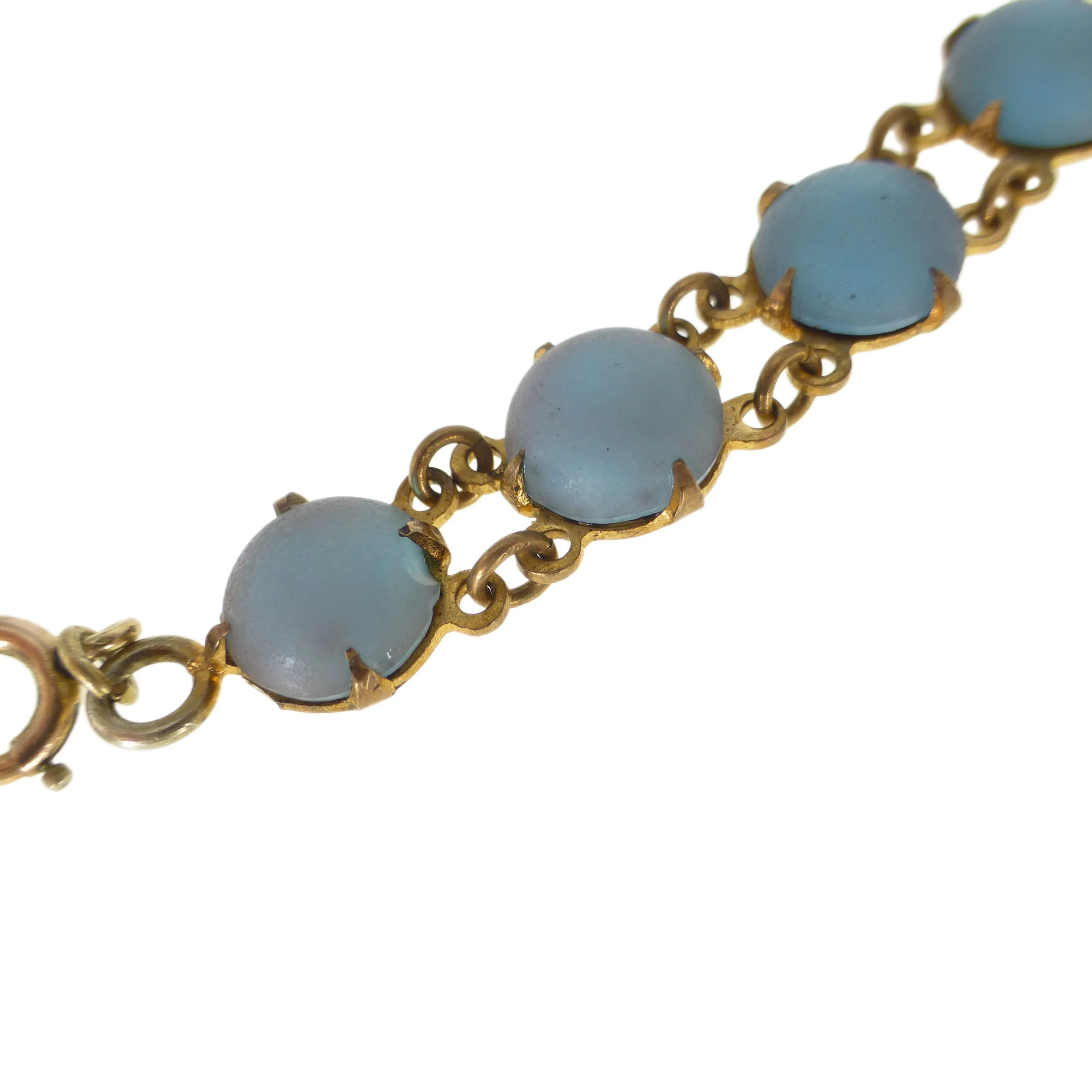 Antique Saphiret Glass Circular Panel Bracelet