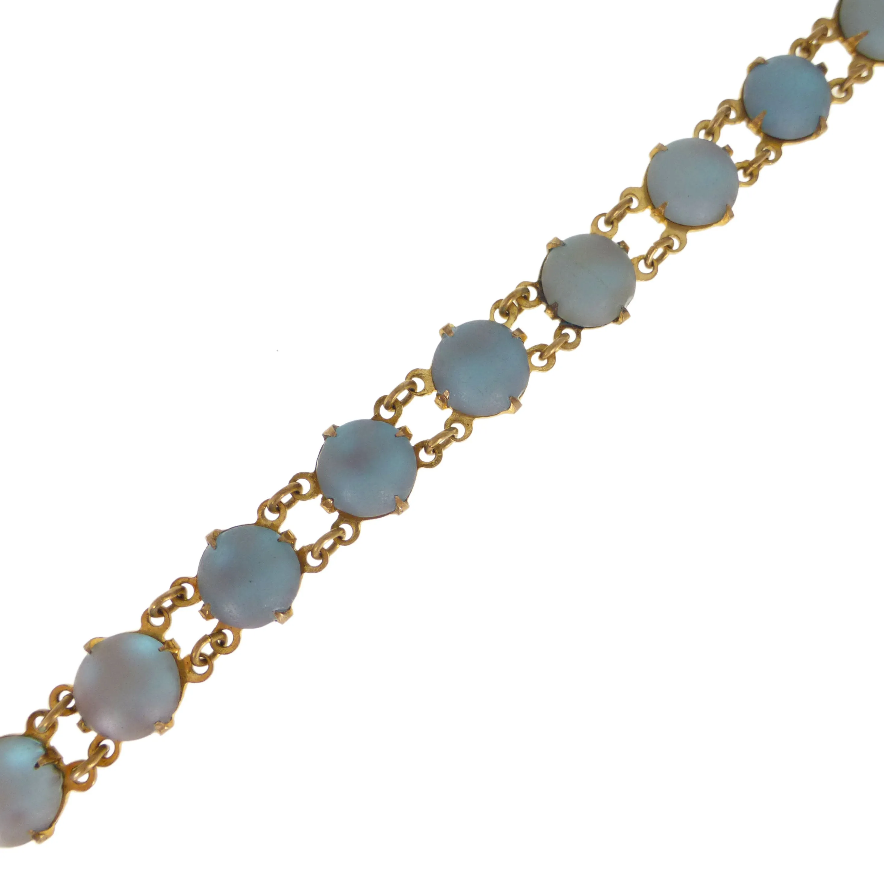 Antique Saphiret Glass Circular Panel Bracelet