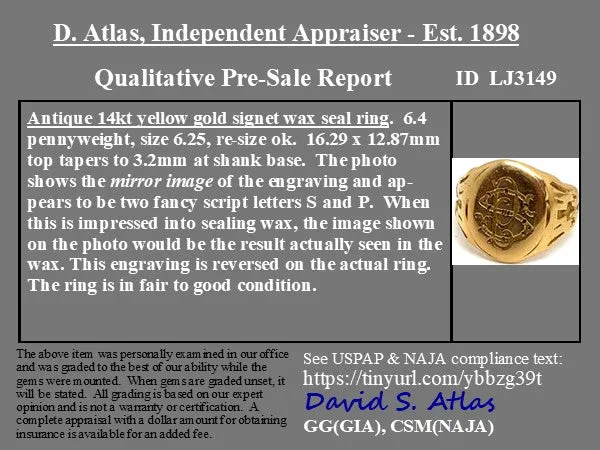 Antique SP Signet Ring