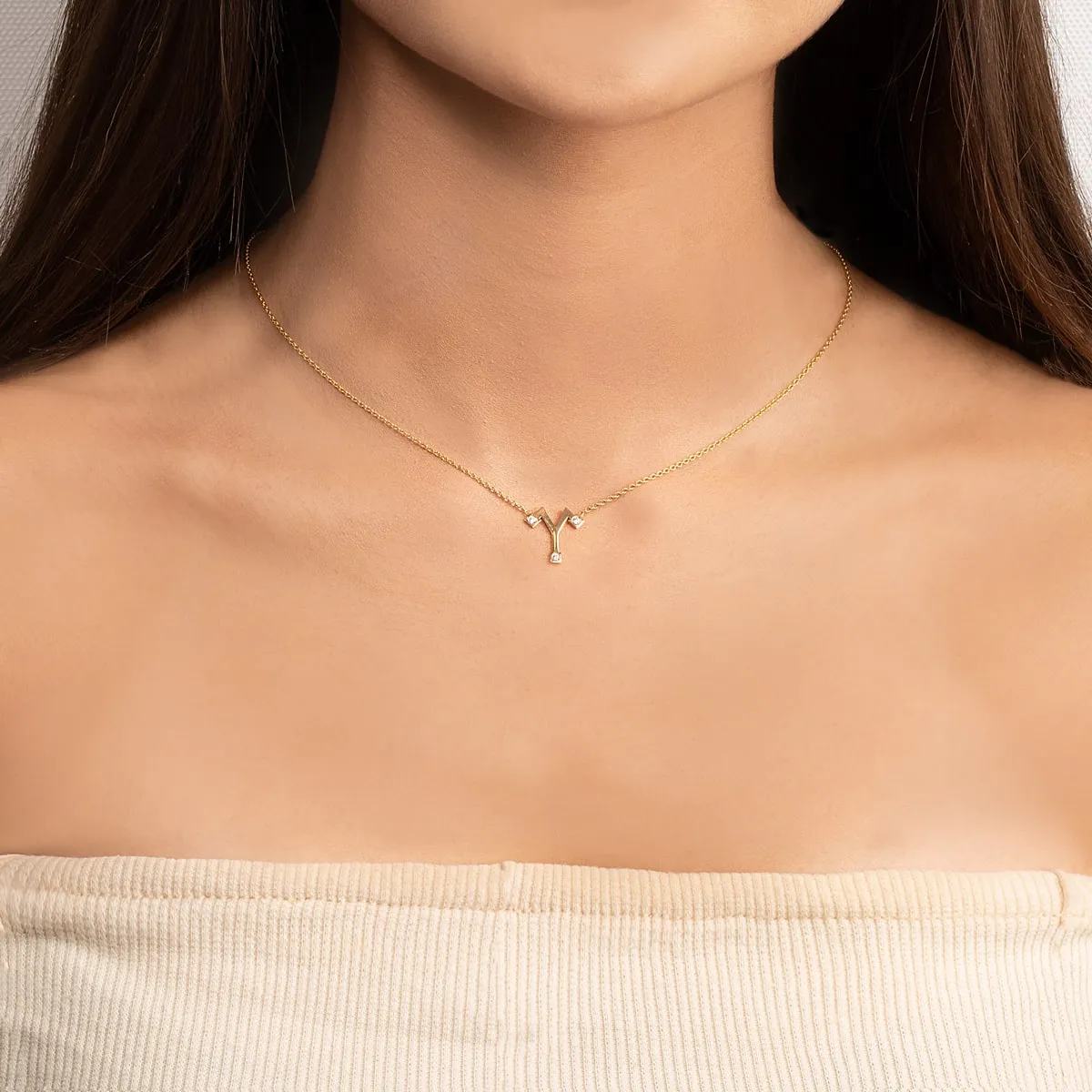 Aries Zodiac Sign Diamond Necklace