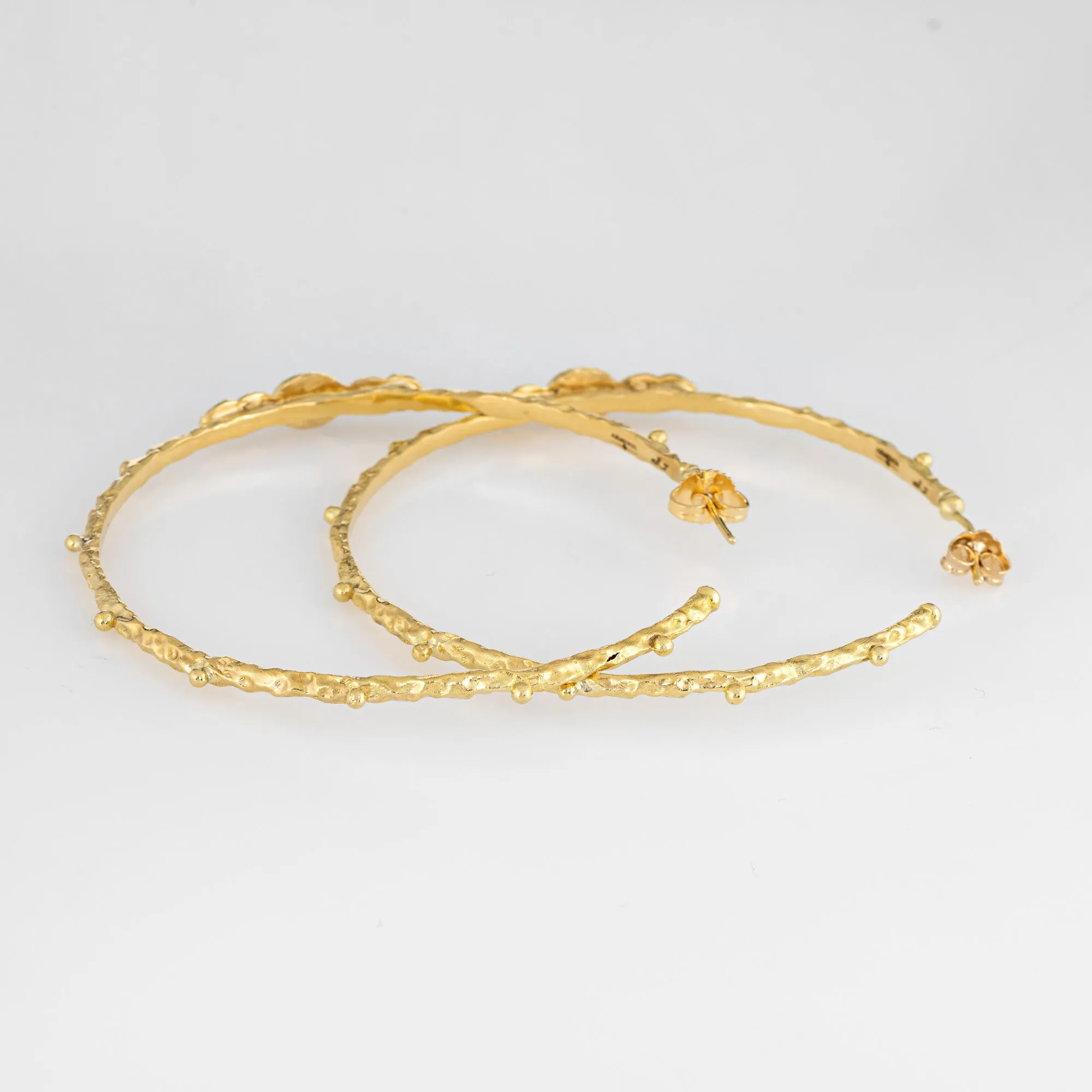 Armenta Large Hoop Earrings Opal Estate 18k Yellow Gold 2.25" Fine Jewelry