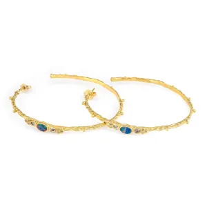 Armenta Large Hoop Earrings Opal Estate 18k Yellow Gold 2.25" Fine Jewelry