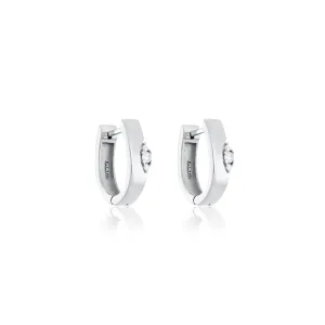 Asymmetrical Marquise Illusion Hoop Earrings - SIlver White