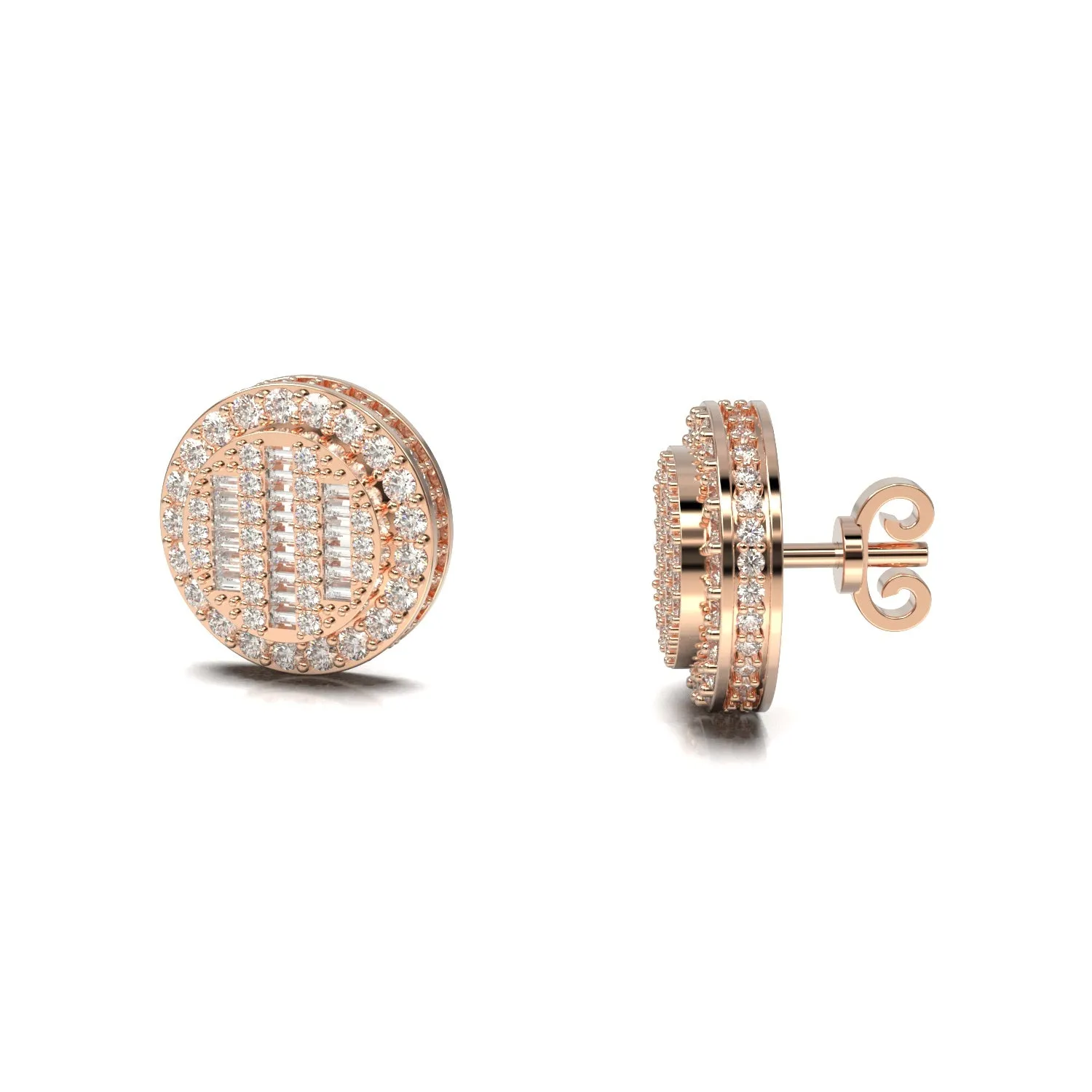 Baguette Cluster Diamond Circle Earring