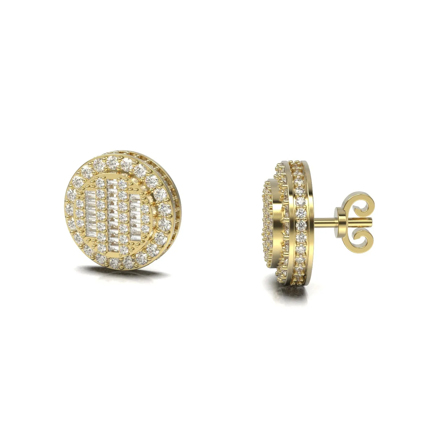 Baguette Cluster Diamond Circle Earring