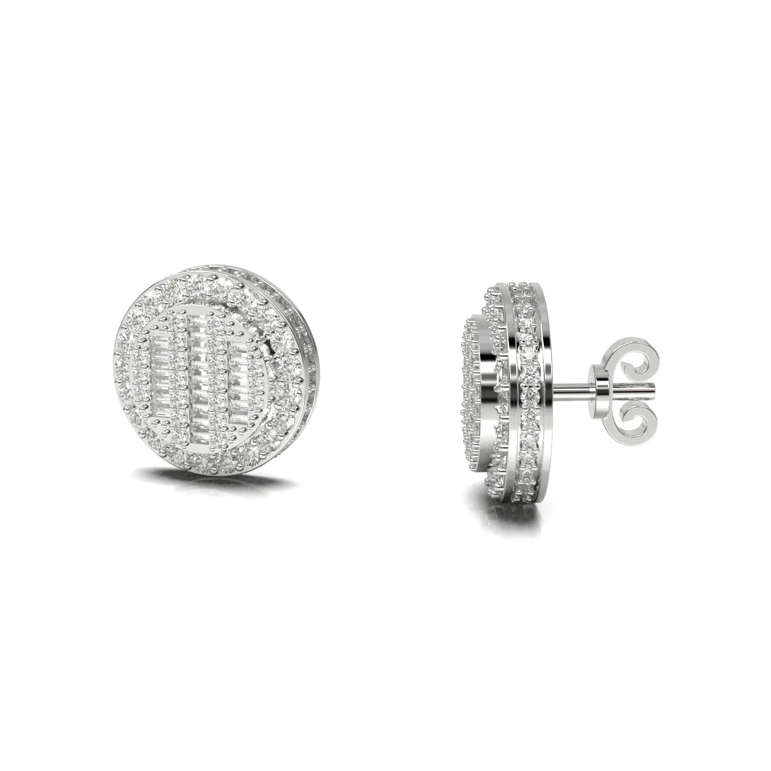 Baguette Cluster Diamond Circle Earring
