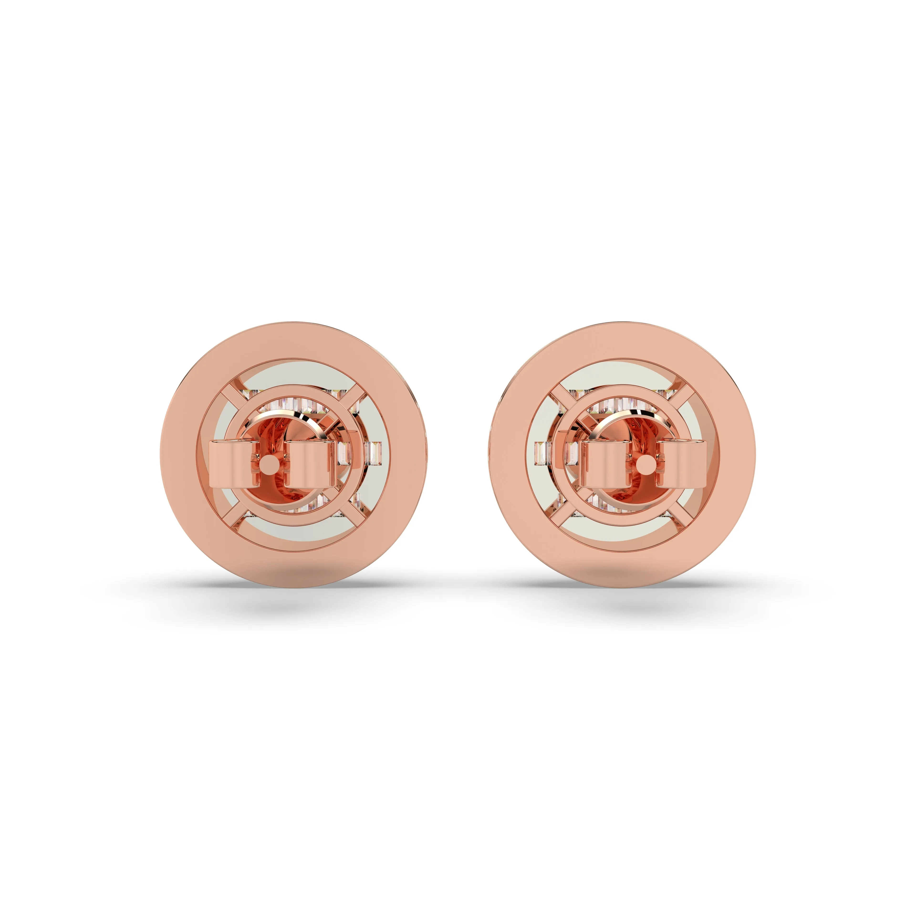 Baguette Round Earrings with side diamonds