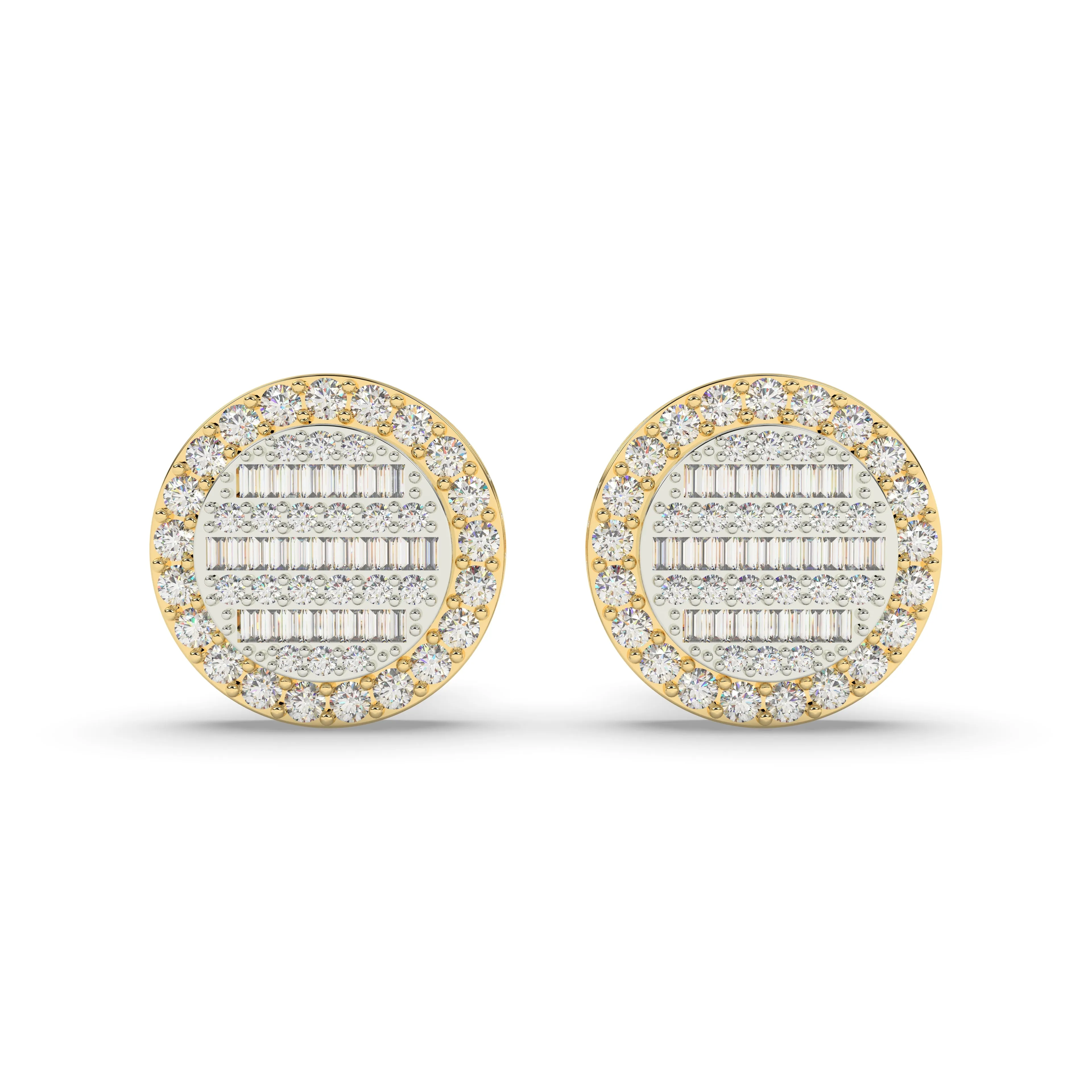 Baguette Round Earrings with side diamonds