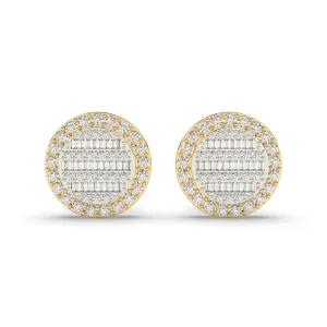 Baguette Round Earrings with side diamonds