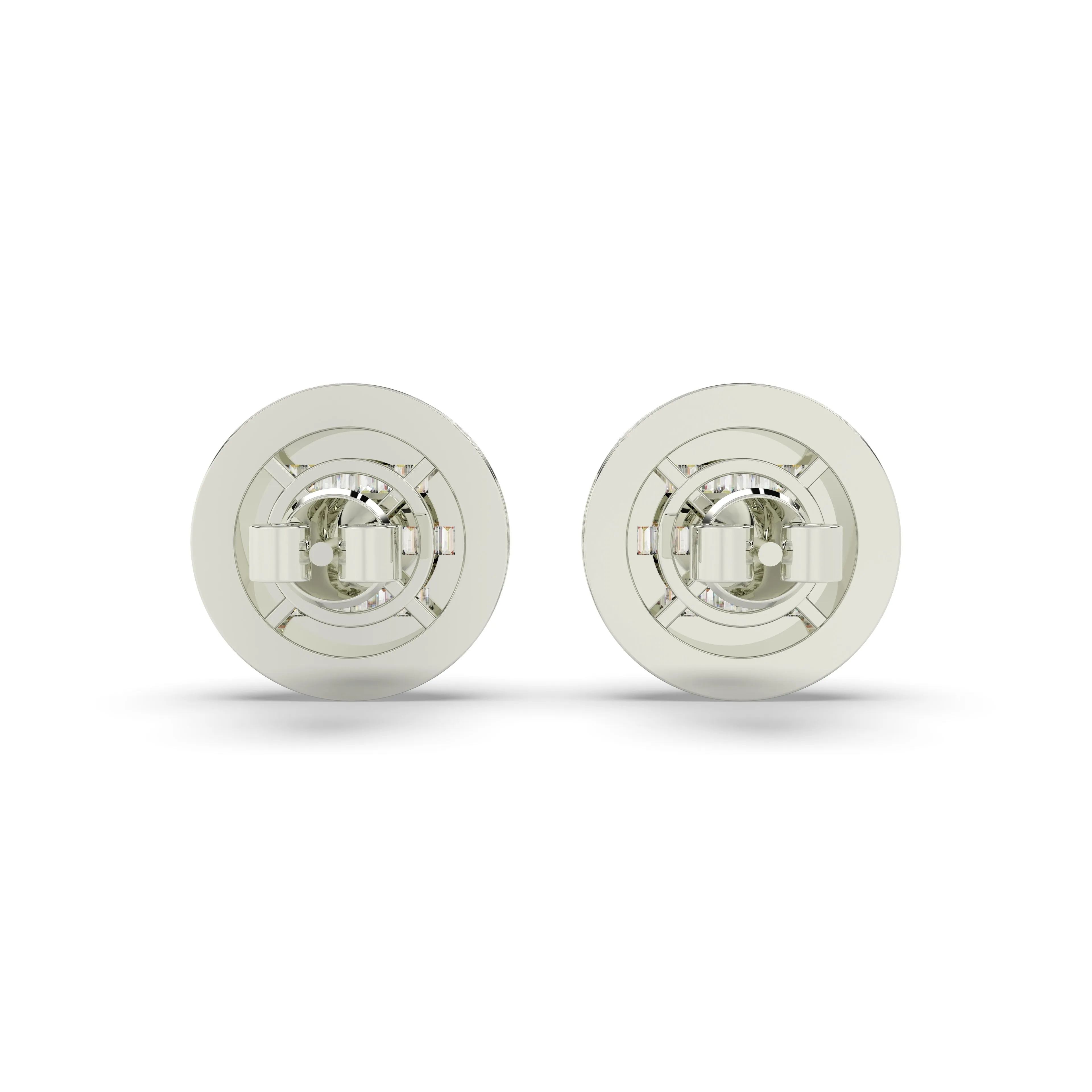Baguette Round Earrings with side diamonds