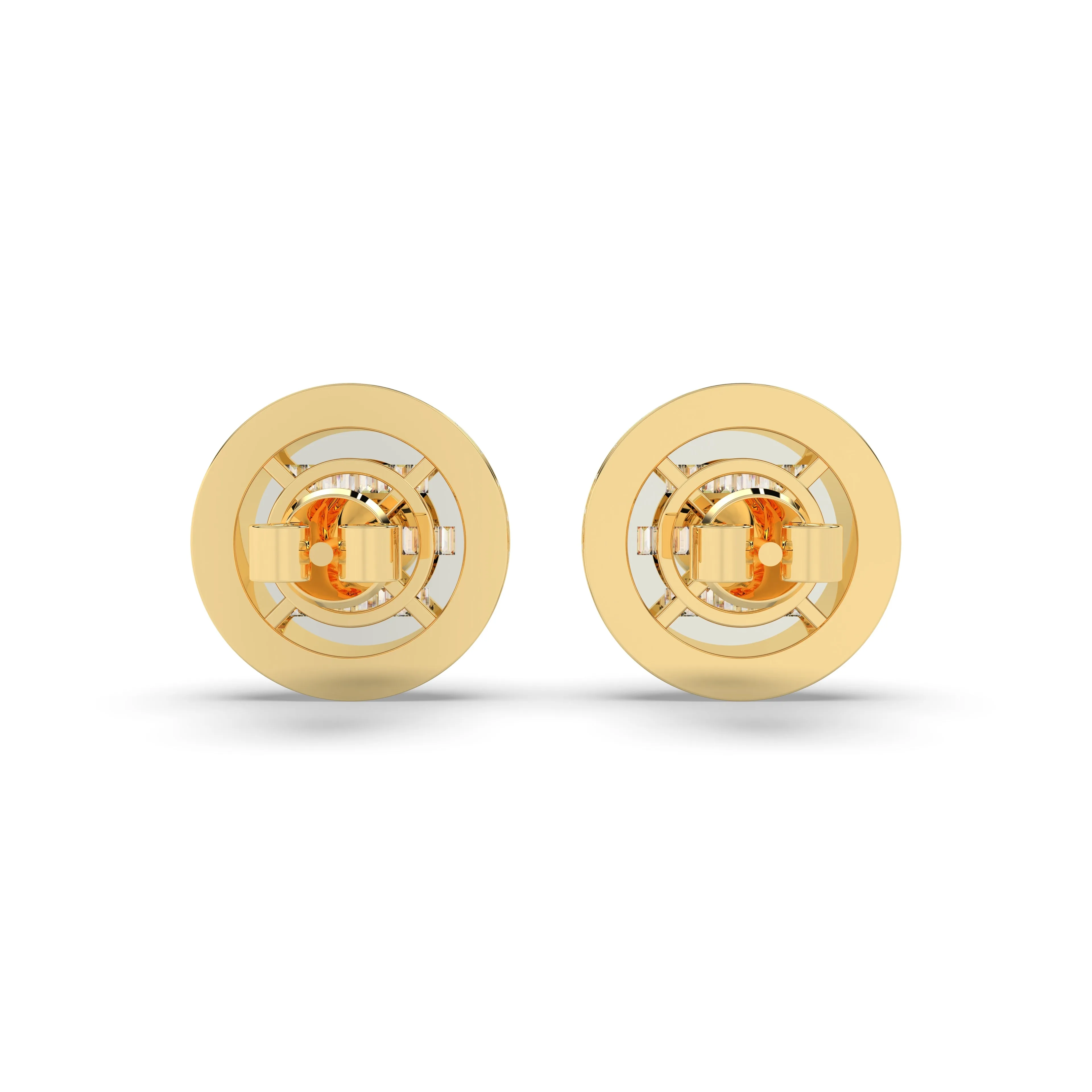 Baguette Round Earrings with side diamonds