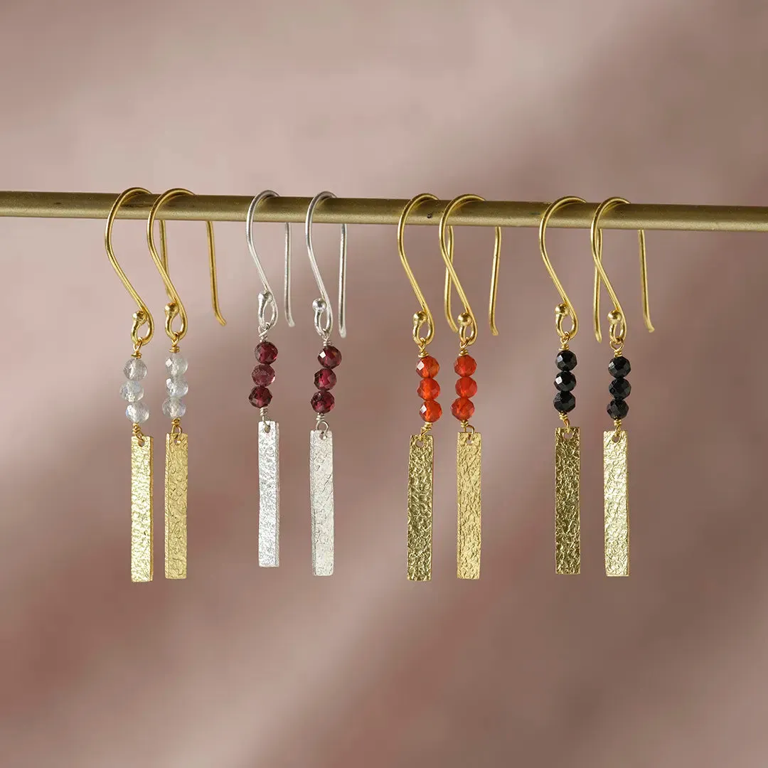 Bar Carnelian Earrings Gold Plated