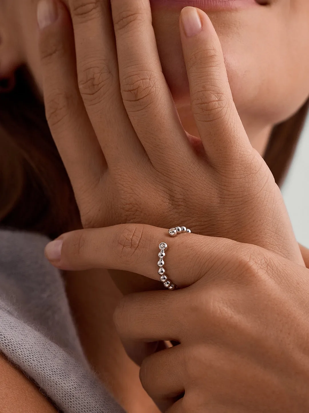 Beaded Sapphire Open Ring