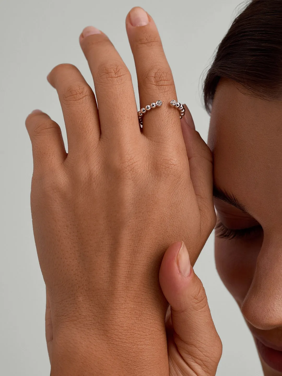 Beaded Sapphire Open Ring