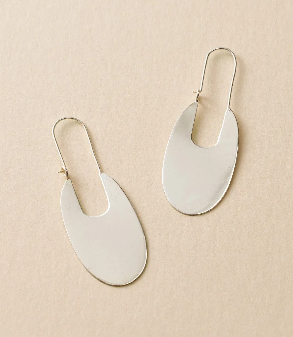 Bhavani Elongated Silver Hoop Earrings