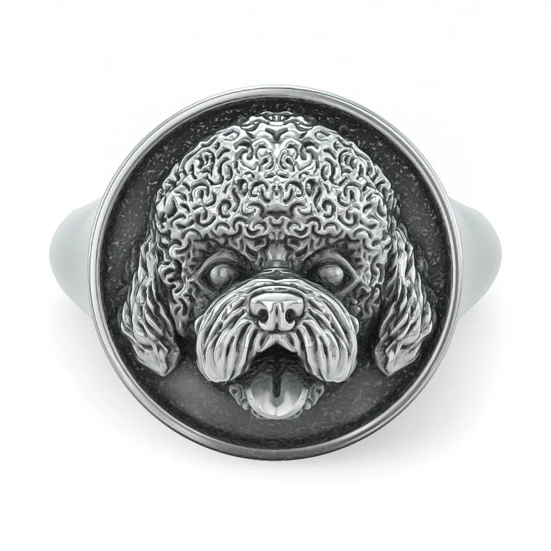 Bichon Dog Breed Classic Round Signet Ring