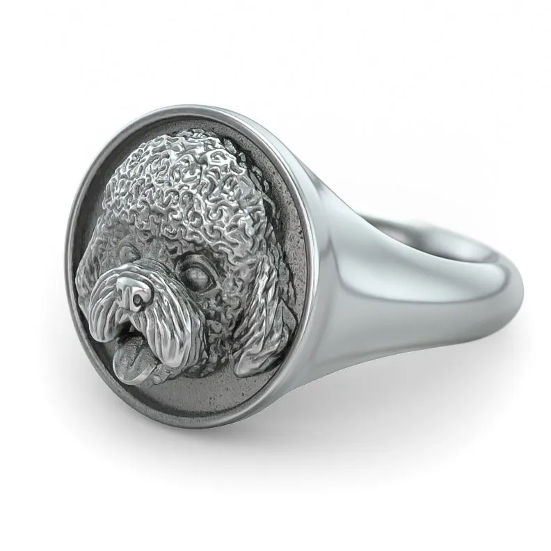 Bichon Dog Breed Classic Round Signet Ring