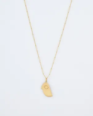 bird face pendant necklace - gold