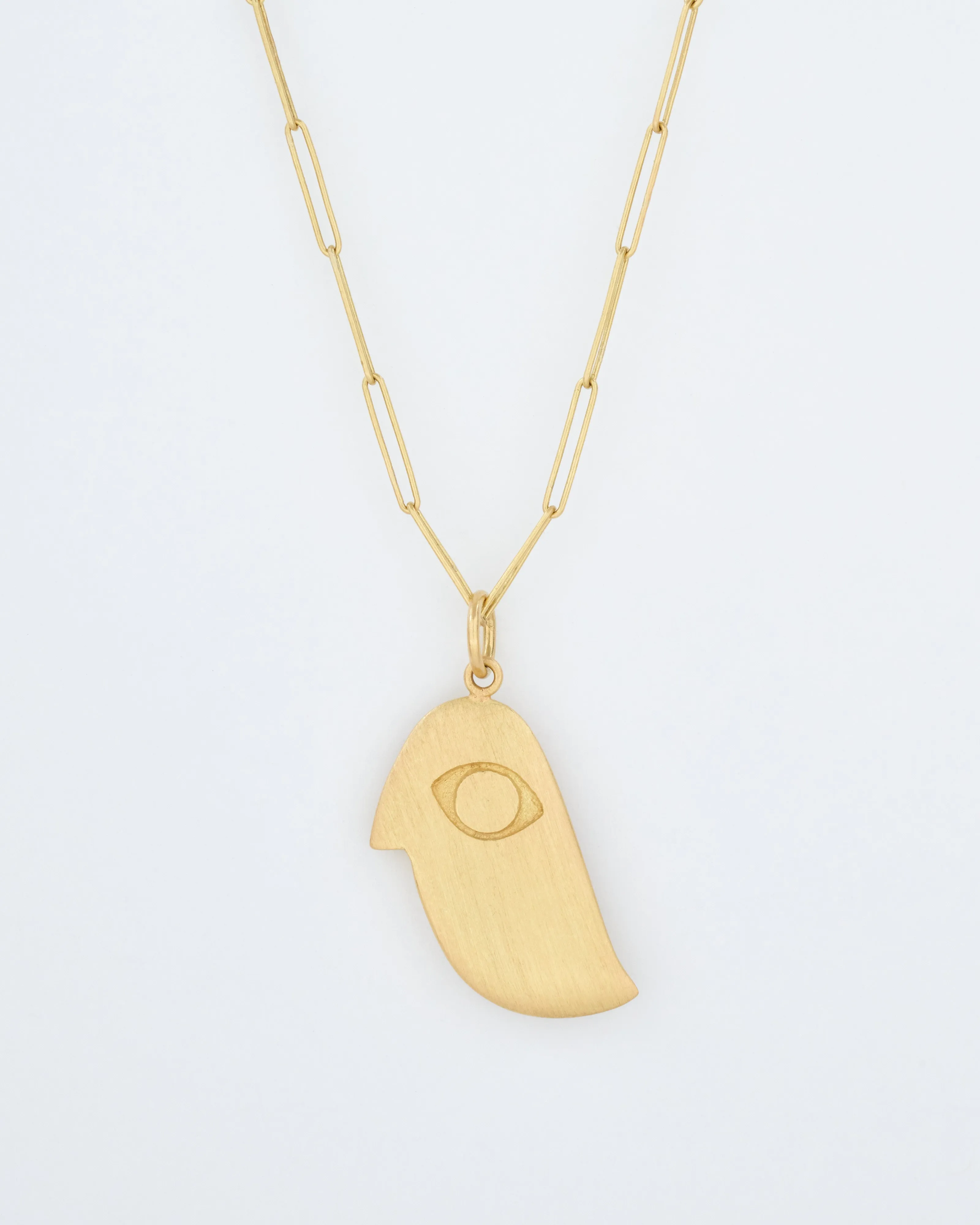 bird face pendant necklace - gold