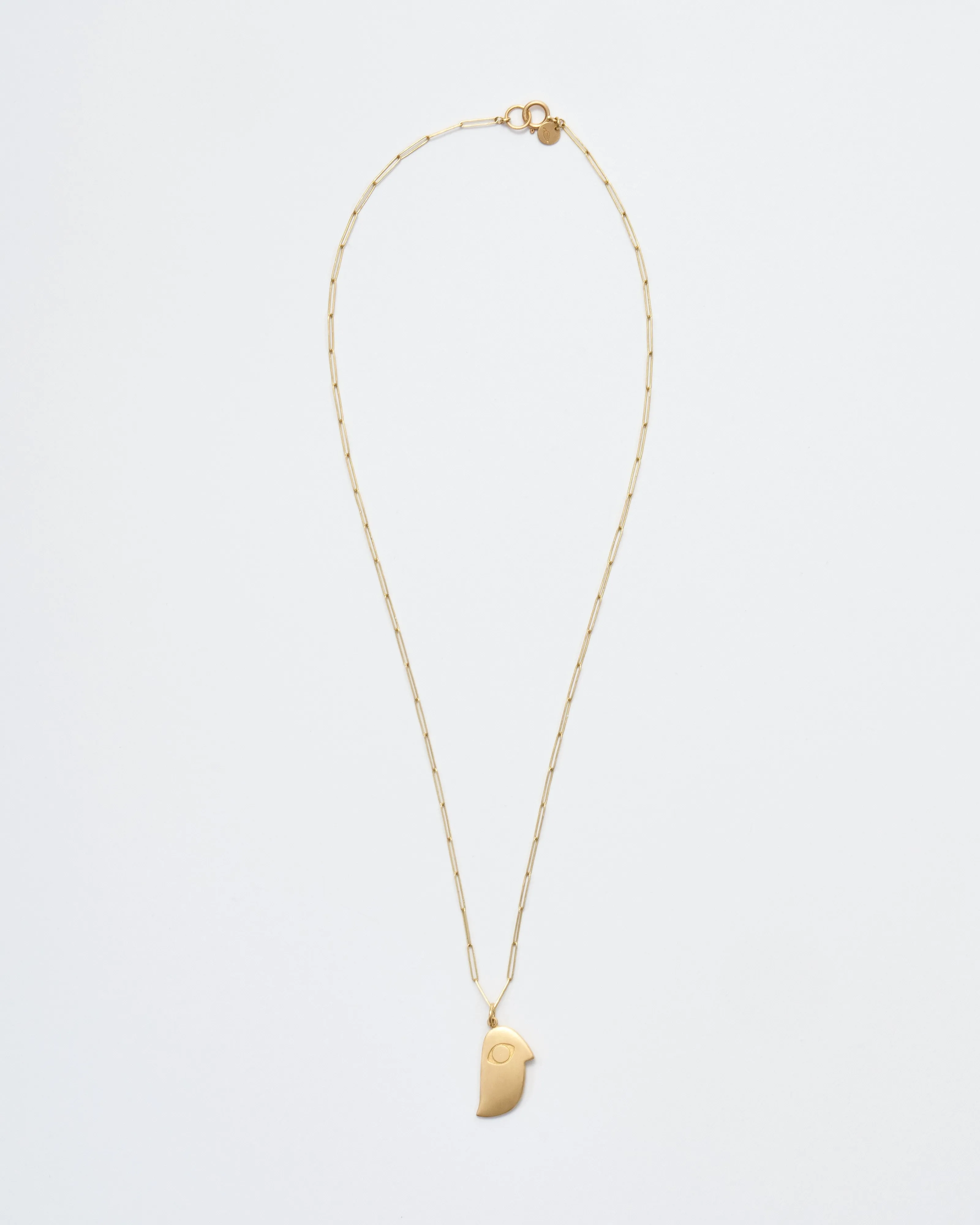 bird face pendant necklace - gold