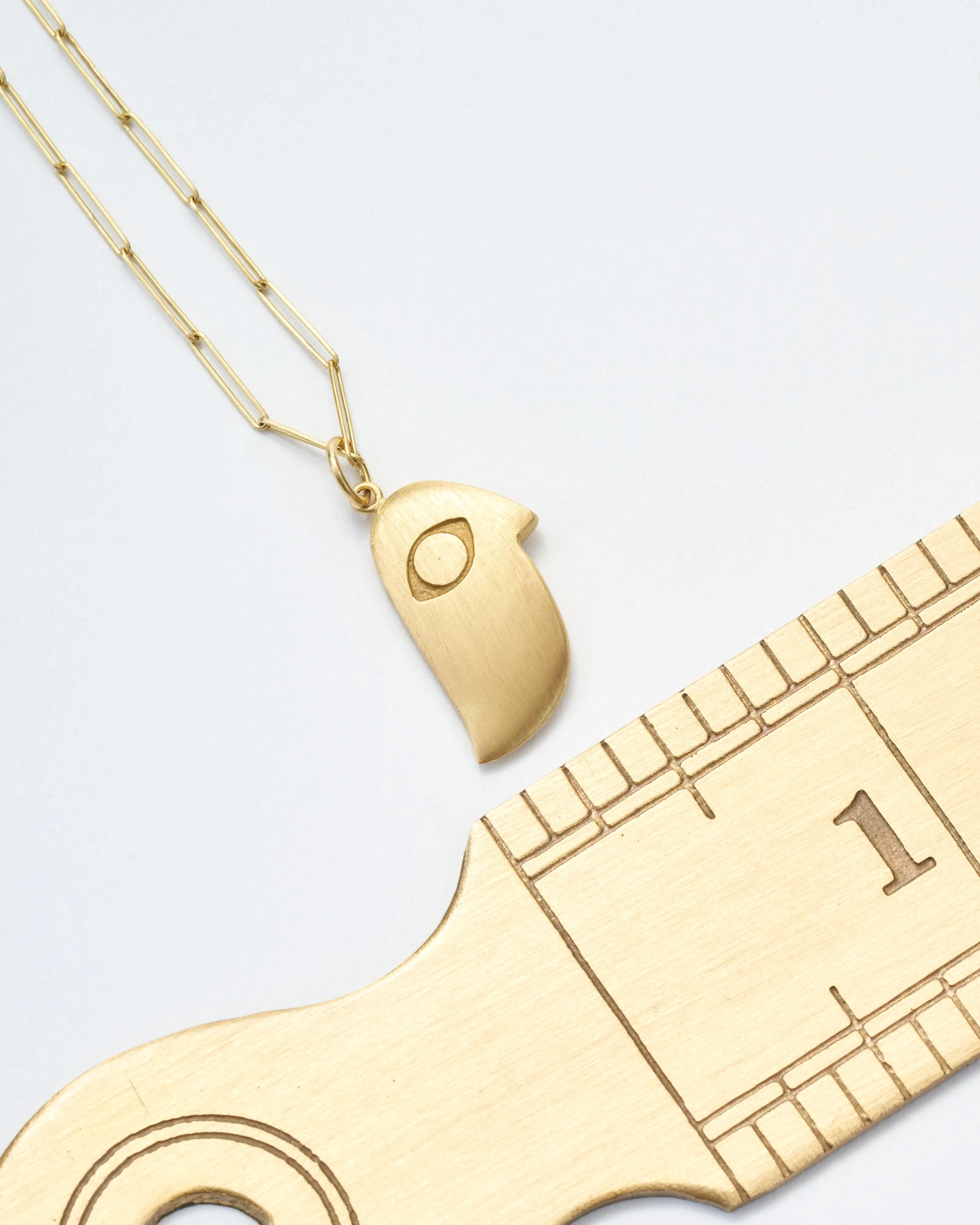 bird face pendant necklace - gold