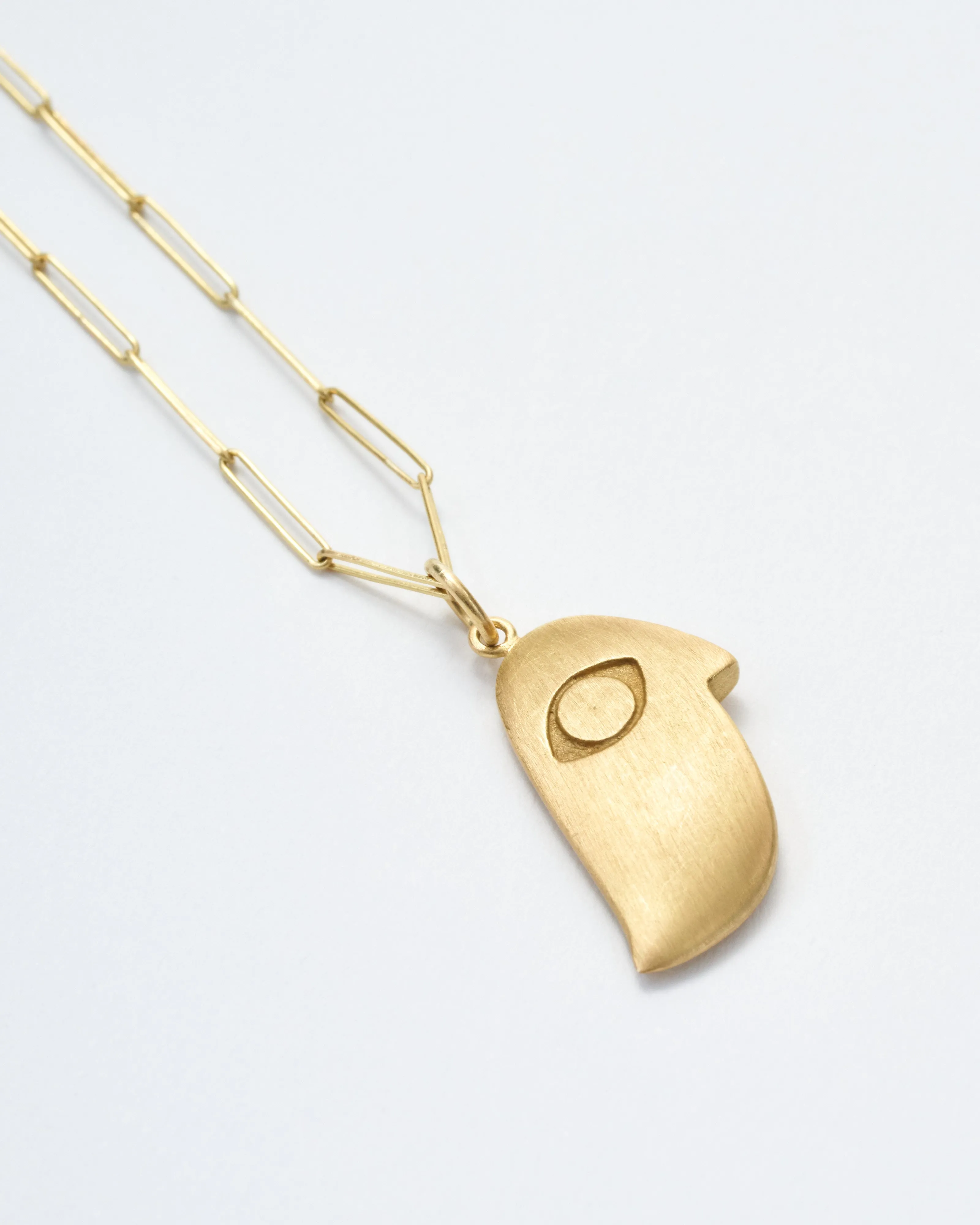bird face pendant necklace - gold