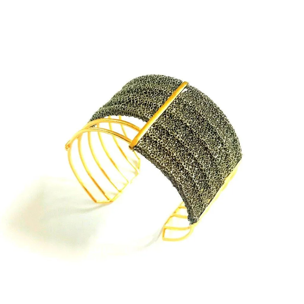 BLACK KNOTTED CUFF BRACELET