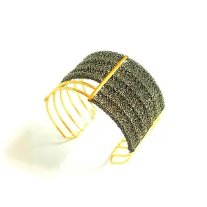 BLACK KNOTTED CUFF BRACELET