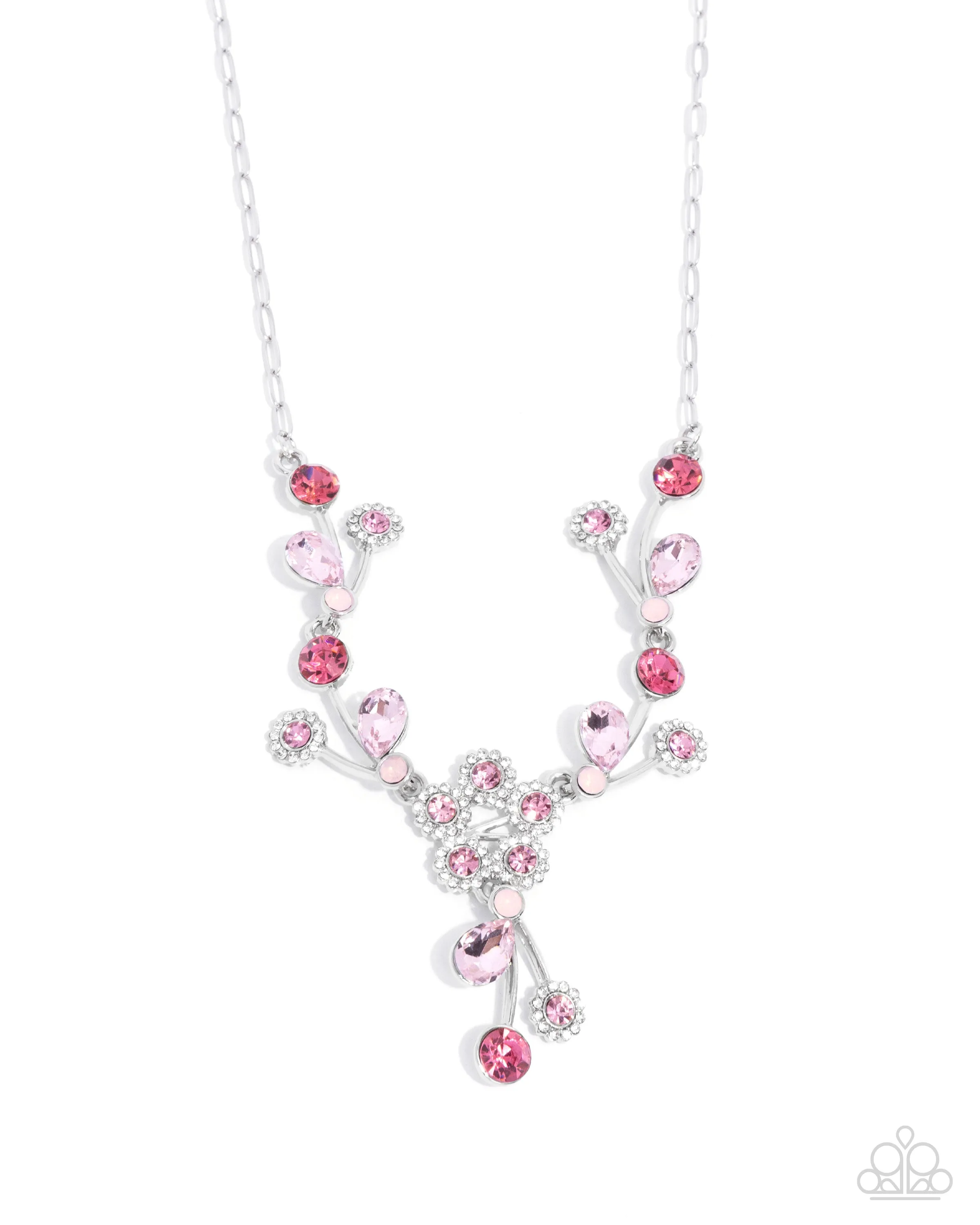 Blossom Queen - Pink - Rhinestone Flower Paparazzi Short Necklace