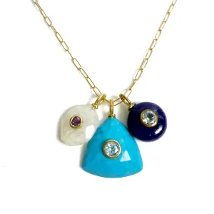 Blue Pallet Natural Stones Charm Necklace