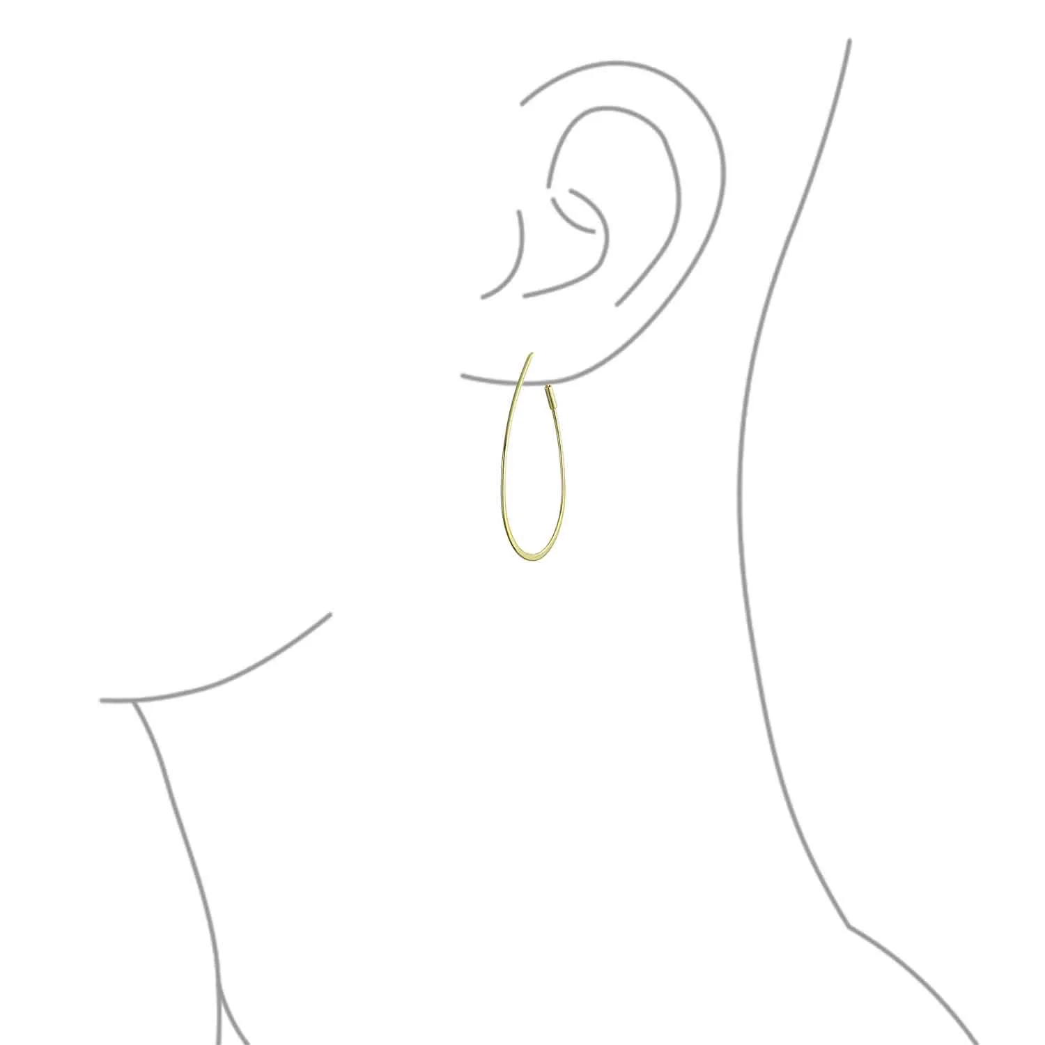 Boho Minimalist Hoop Huggie Earrings 14K Gold Plated Sterling Silver 2 Inch
