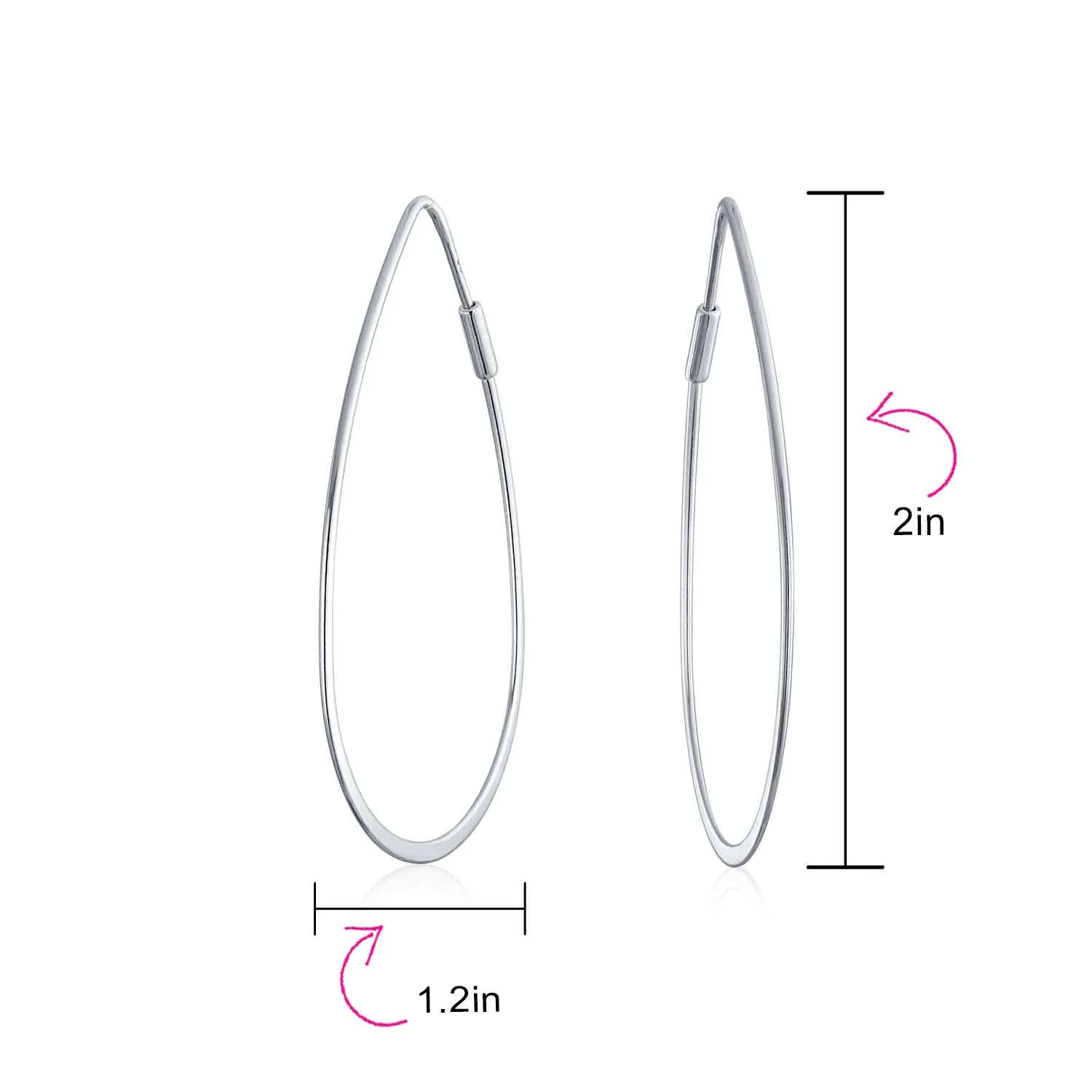 Boho Minimalist Hoop Huggie Earrings 14K Gold Plated Sterling Silver 2 Inch