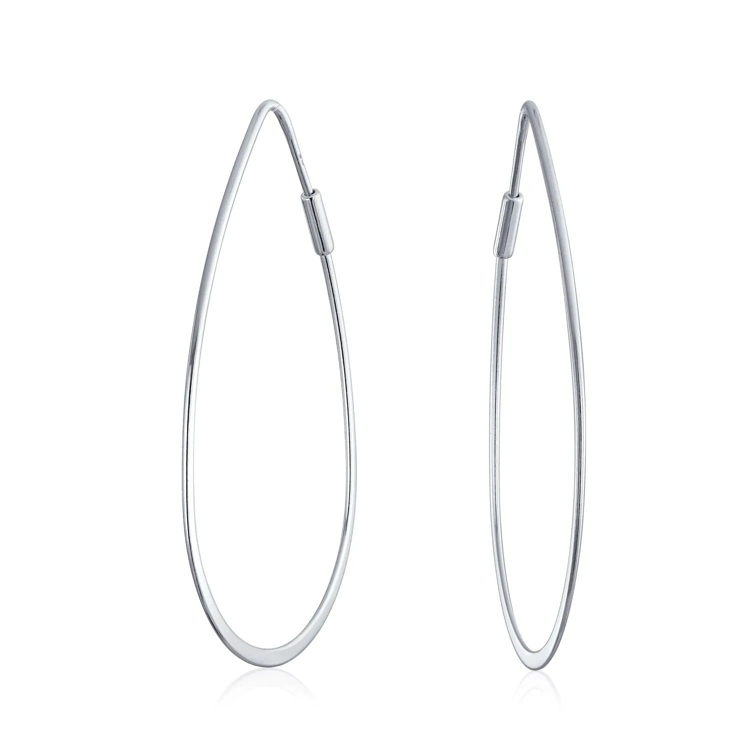 Boho Minimalist Hoop Huggie Earrings 14K Gold Plated Sterling Silver 2 Inch
