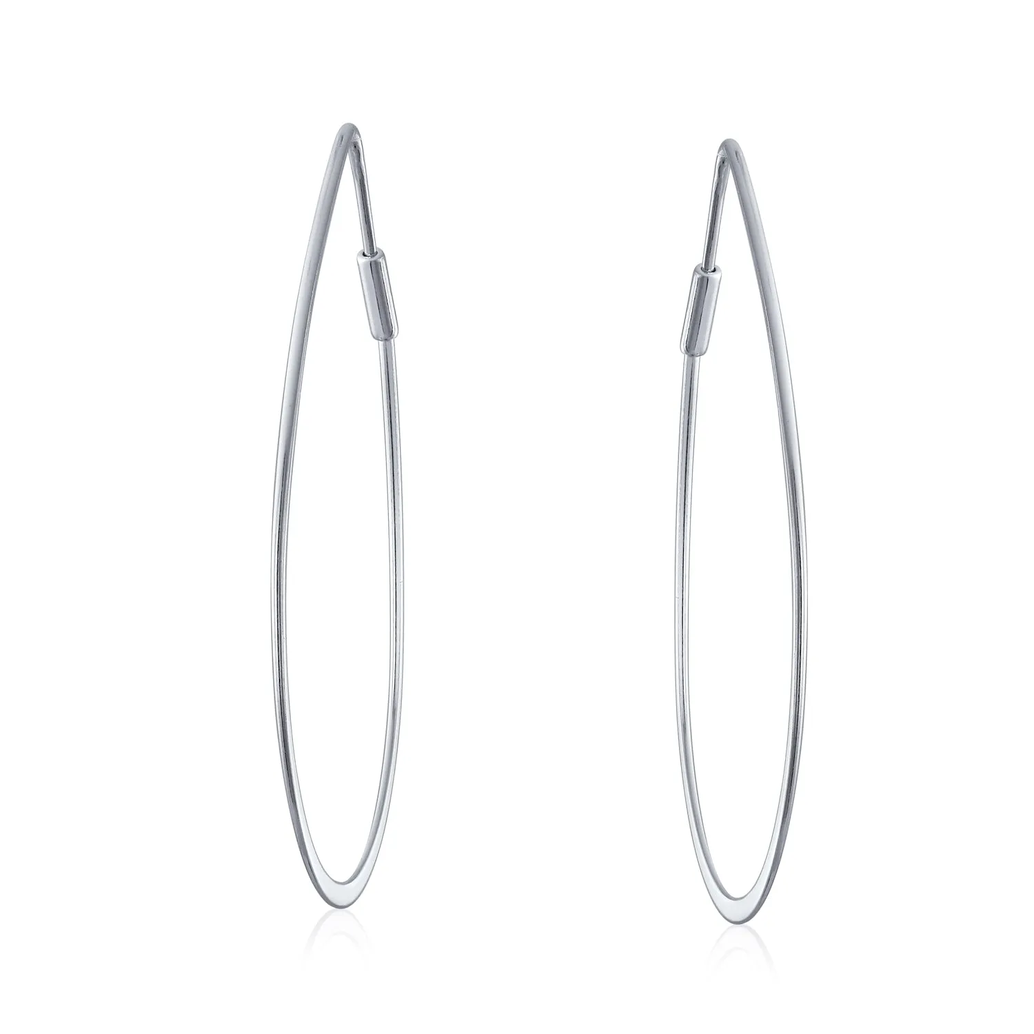 Boho Minimalist Hoop Huggie Earrings 14K Gold Plated Sterling Silver 2 Inch