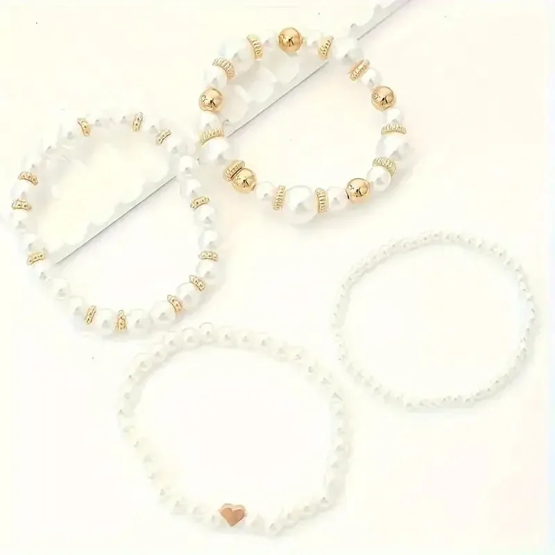 Bold Gold Accented Pearl Bracelet Stack