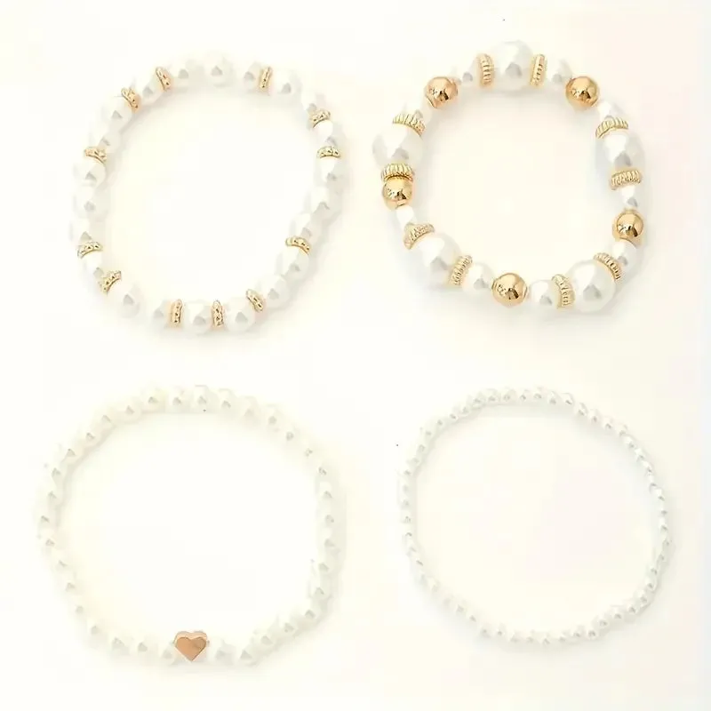 Bold Gold Accented Pearl Bracelet Stack