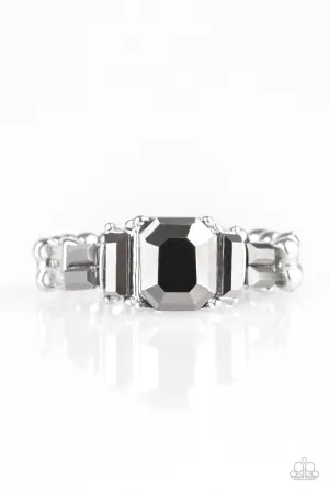 Born to Rule - Silver - Hematite Rhinestone Paparazzi Dainty Ring