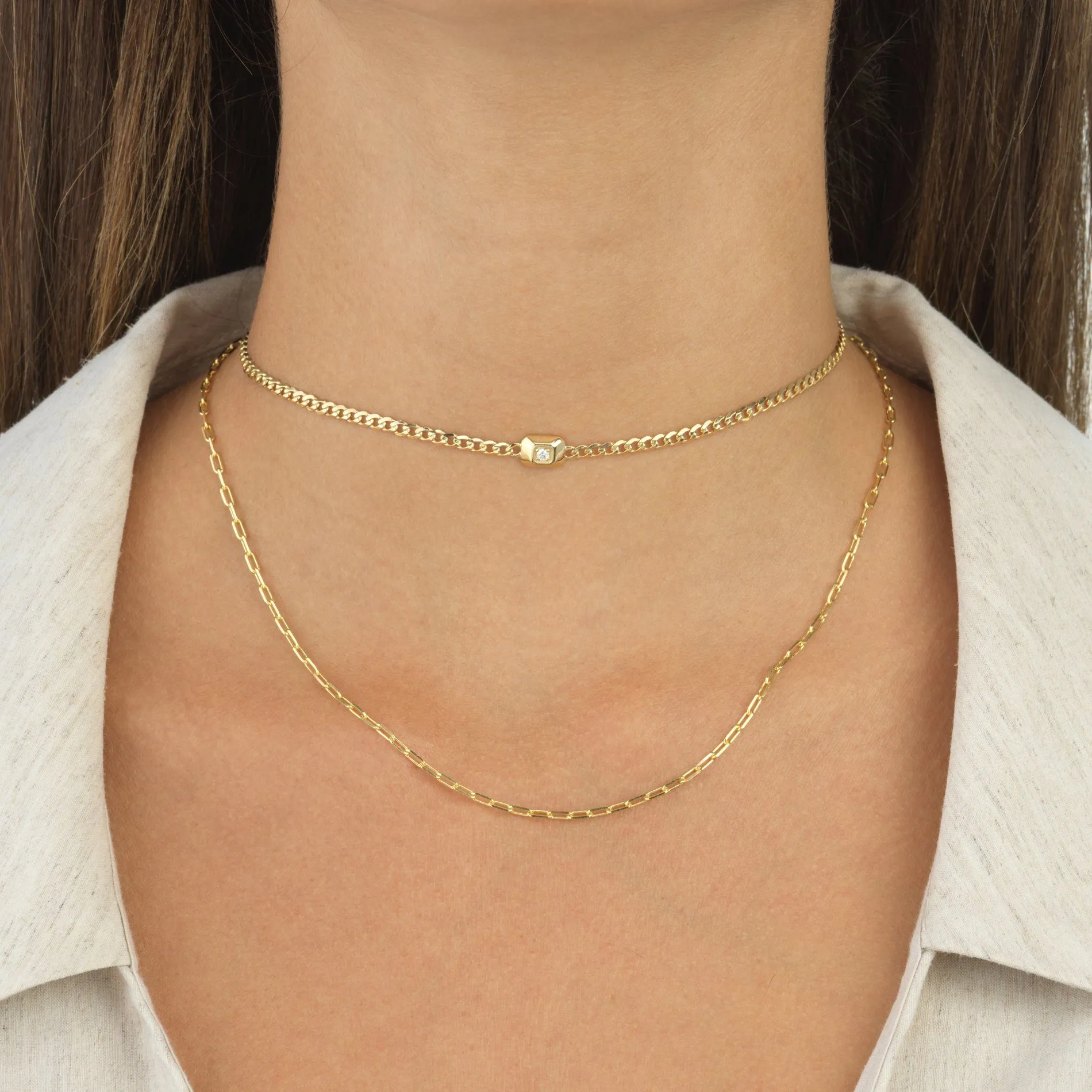 Box Link Necklace 14K