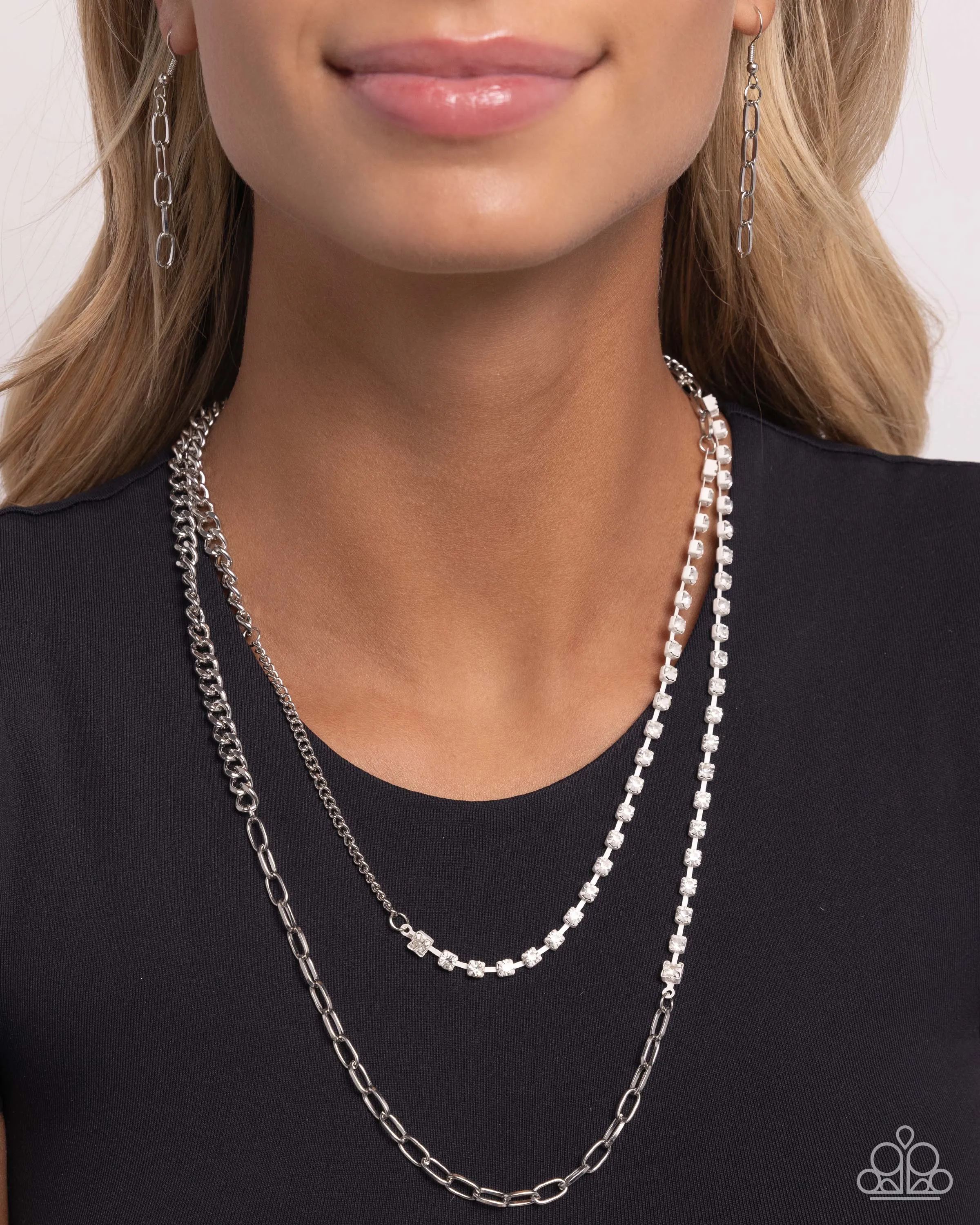 Boxy Brilliance - White - Necklace
