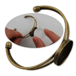 Bracelet With 25*25MM Round Setting,Cuff,Adjustable,Antique Bronze  Plated,Lead Free And Nickel Free,Sold 10PCS Per Lot