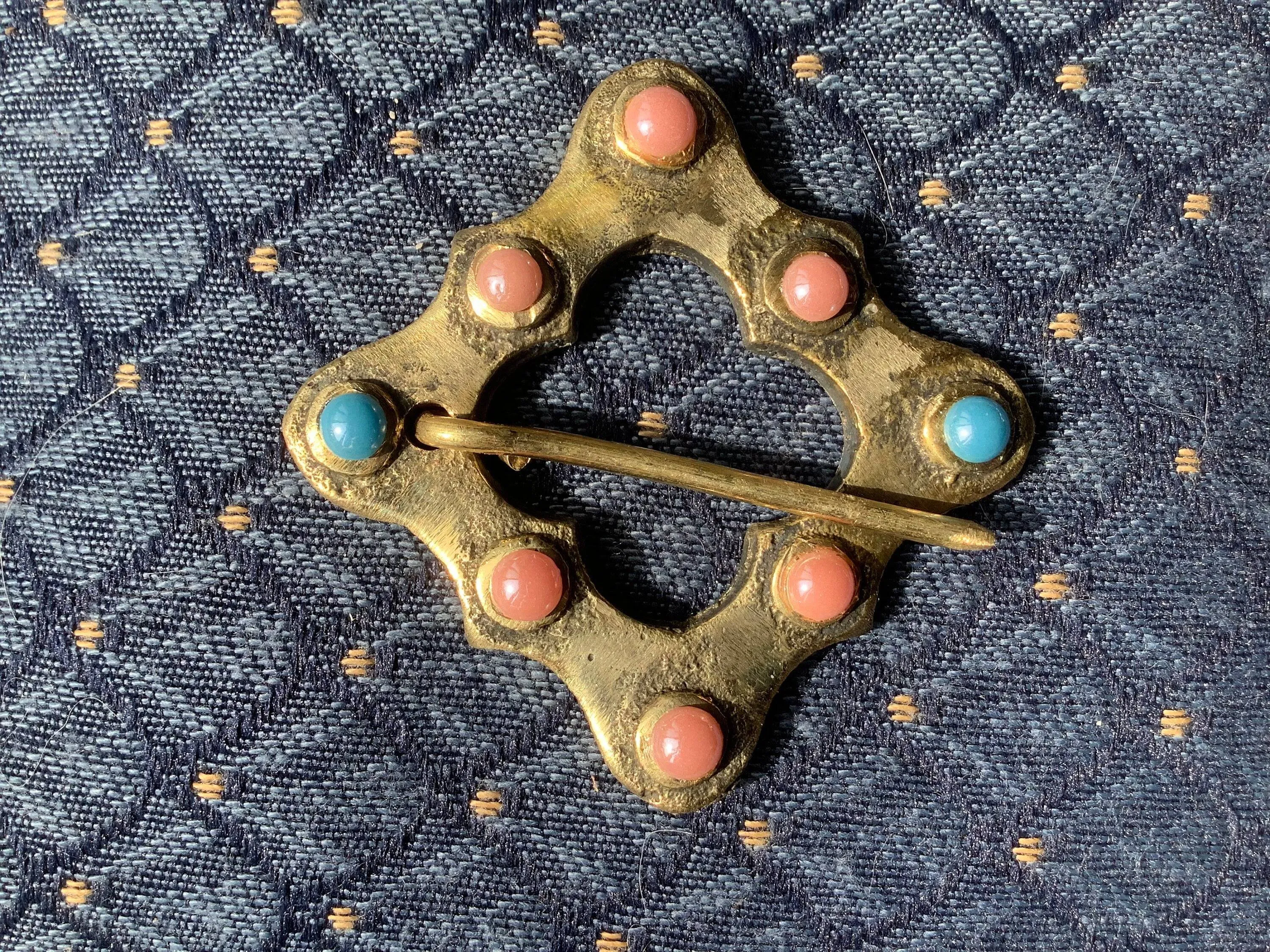 Brass Square Medieval Brooch