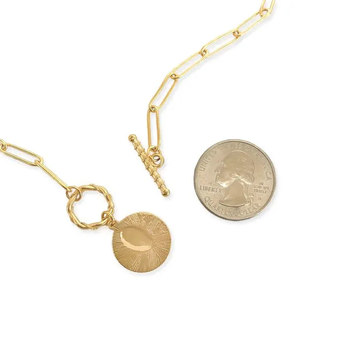Brass YGP 16" Paperclip Toggle Necklace