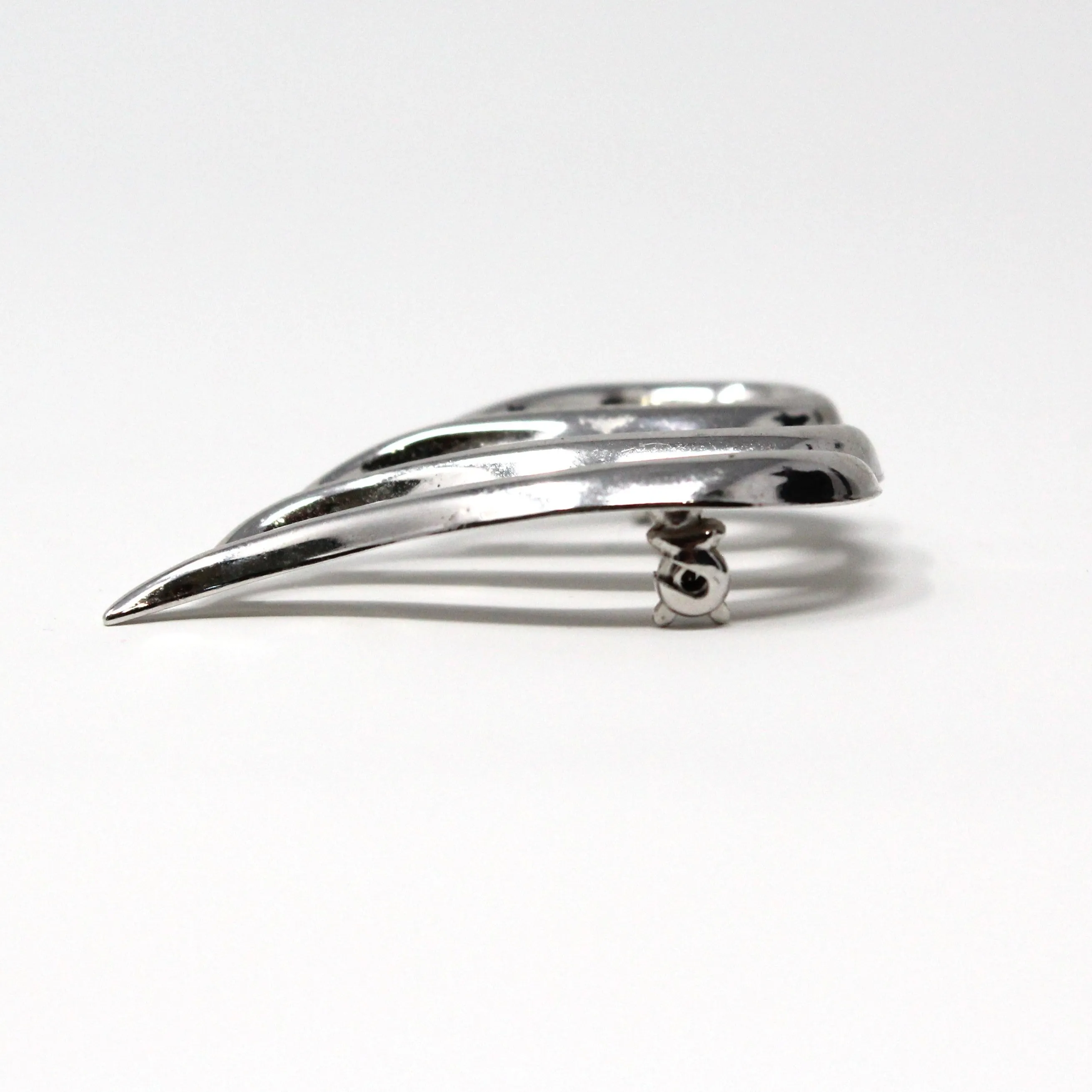 Brooch / Pin, Beau Ster, Open Heart 3 Loop Pin, Sterling Silver, Modernist, Vintage